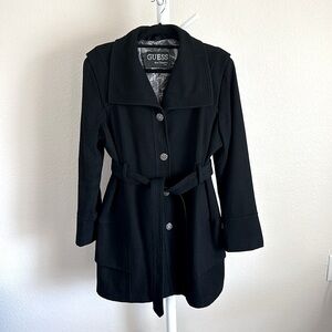 Guess: Black Medium Length Coat: Used